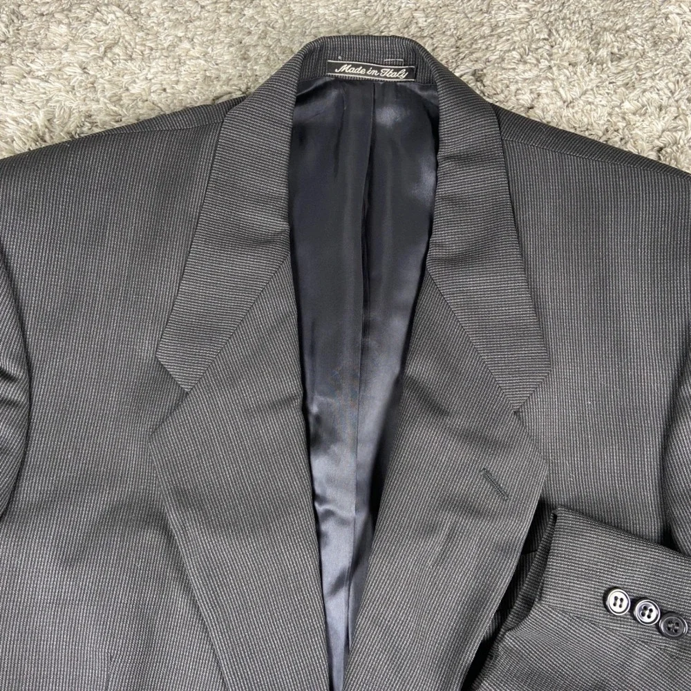 Mani by Giorgio Armani Blazer Mens 40R Grey Wool Pinstripe 2 Button Coat Italy
